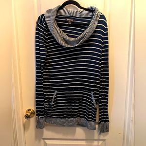 Betabrand Green Striped Cowl Neck Sweater, Sz XL